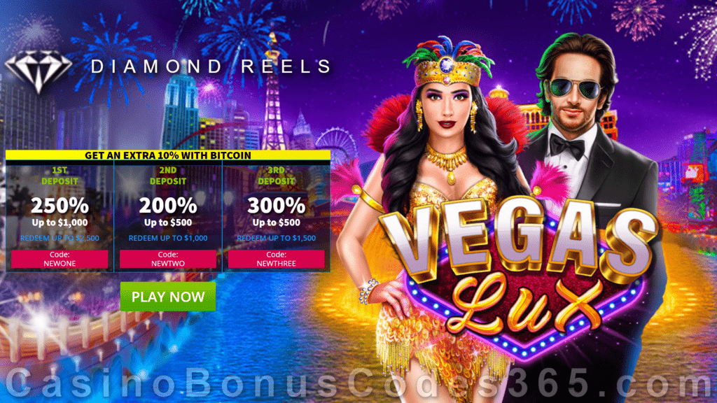 Diamond Reels Casino $5000 New RTG Game Vegas Lux Welcome Offer