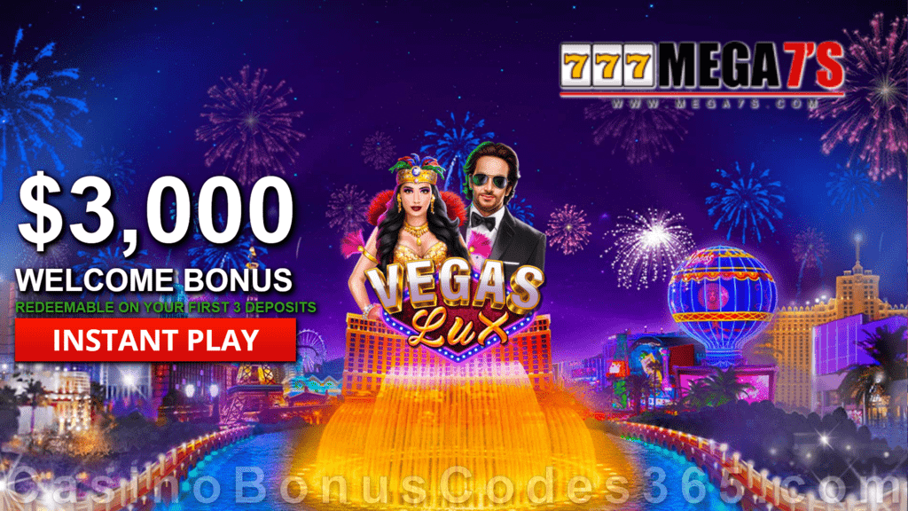 Mega7s Casino $3000 New RTG Game Vegas Lux Welcome Deal