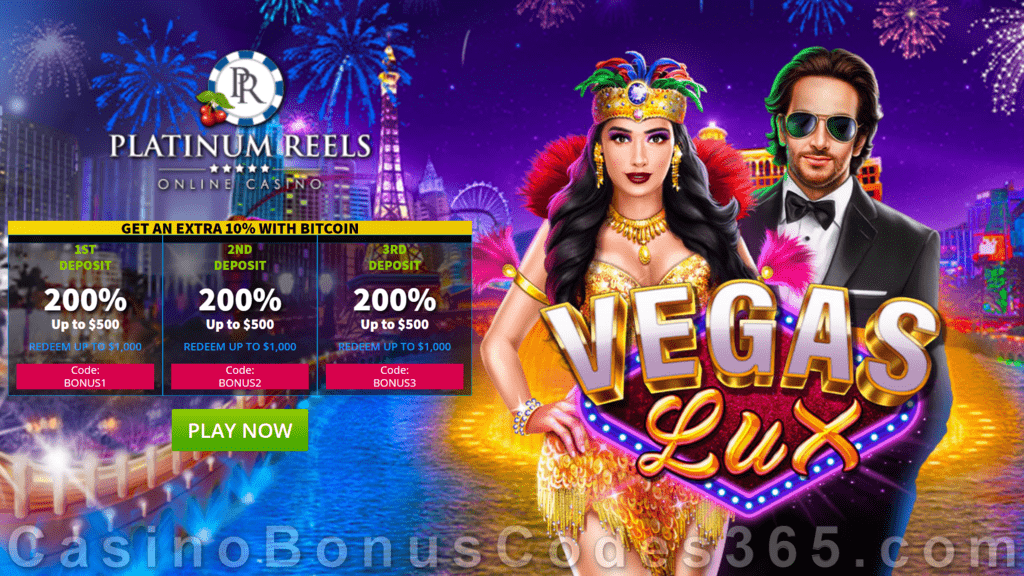 Platinum Reels $3000 New RTG Game Vegas Lux Welcome Bonus