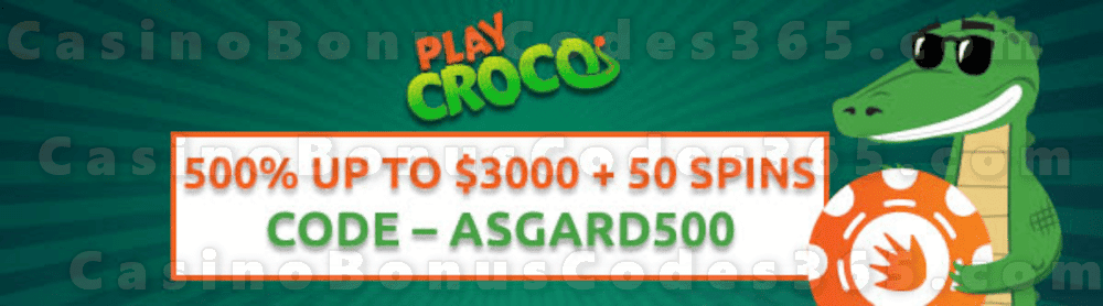 PlayCroco 500% up to $3000 Bonus plus 50 FREE RTG Asgard Spins Welcome Package