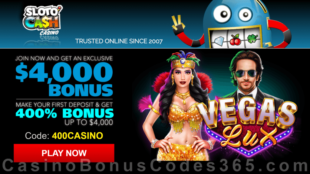 SlotoCash Casino RTG Vegas Lux 400% Welcome Bonus