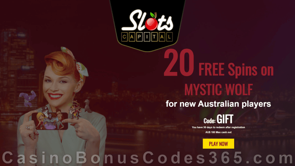 Slots Capital Online Casino 20 FREE Spins on Rival Gaming Mystic Wolf No Deposit Welcome Gift