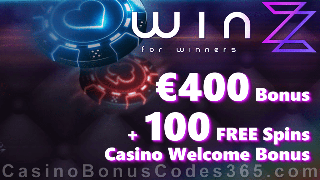 Winzz 100% Match Bonus up to €400 plus up to 100 FREE Spins Booming Games Booming Bananas Welcome Deal