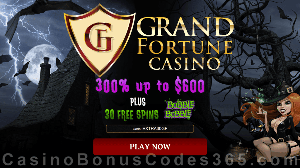 Grand Fortune Casino 300% Match Bonus plus 30 FREE RTG Bubble Bubble Spins