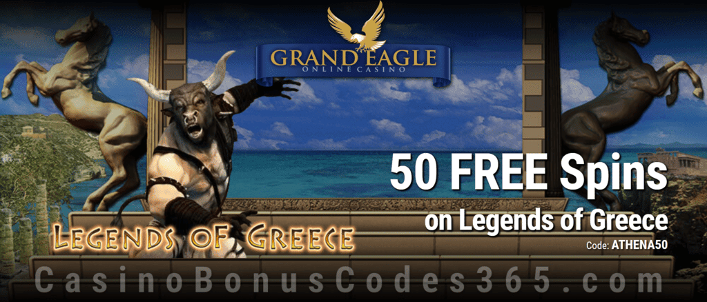 Grand Eagle Casino 50 FREE Spins on Saucify Legends of Greece Exclusive Deal