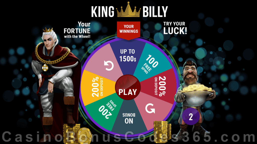 King Billy Casino Spin the Wheel of Fortune Special Welcome Promo