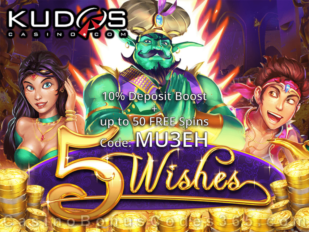 Kudos Casino Chips and Spins Weekend RTG 5 Wishes