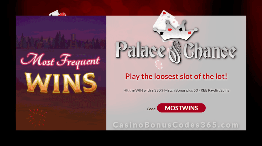 Palace of Chance 330% Match plus 50 FREE RTG Paydirt Spins Mid-Year Roundup Mega Bonus