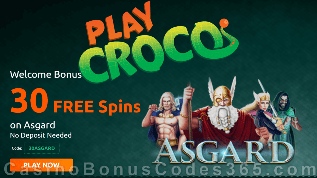 PlayCroco 30 FREE RTG Asgard Spins No Deposit Special Offer