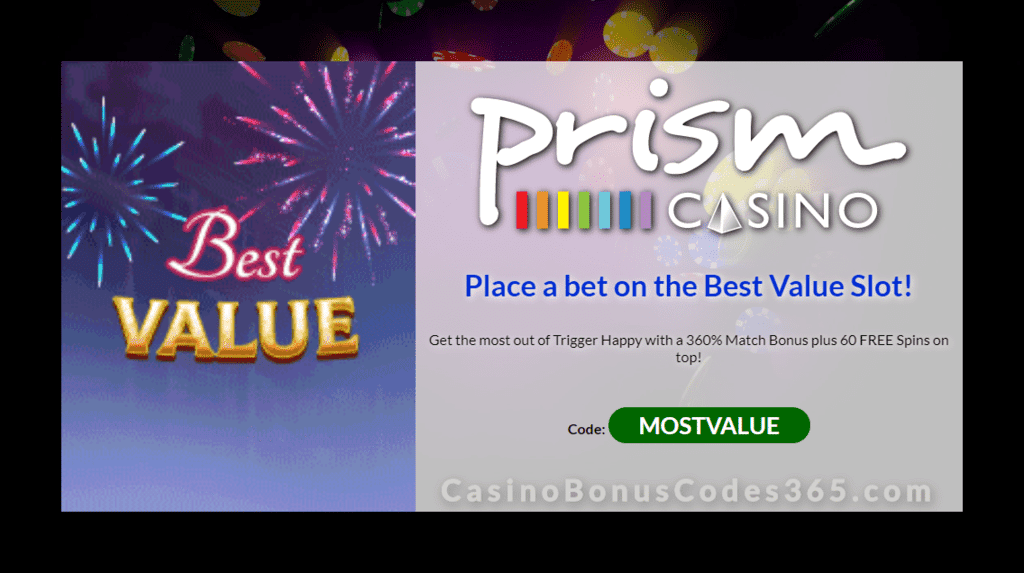 Prism Casino Mid-Year Roundup 360% Match plus 60 FREE Spins on RTG Trigger Happy Mega Bonus