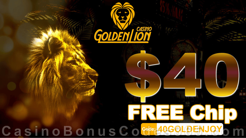 Golden Lion Casino Exclusive $40 No Deposit FREE Chip Welcome Bonus