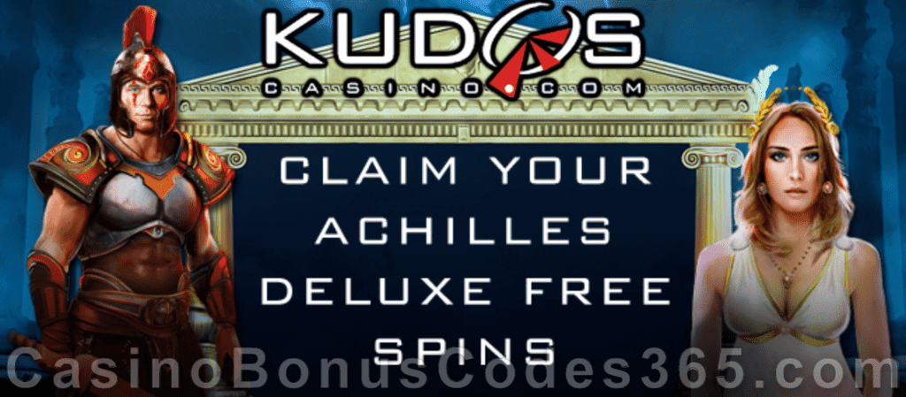 Kudos Casino 20 FREE Spins on Achilles Deluxe Special New RTG Game Offer