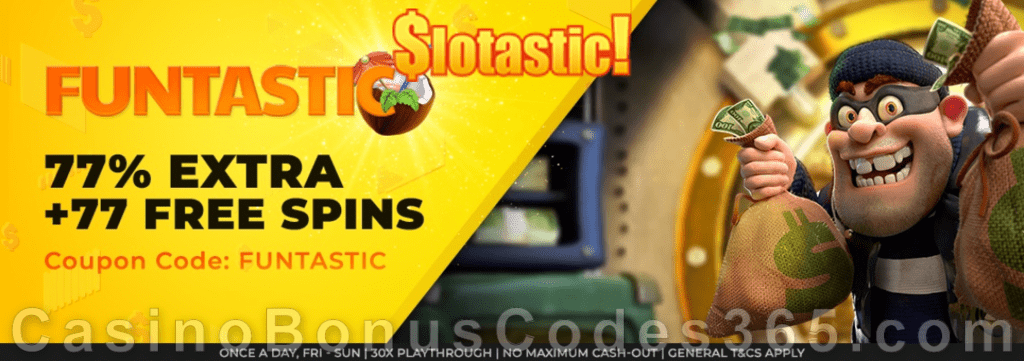 Slotastic Online Casino RTG Cash Bandits 3 August Fun Weekend Promotion