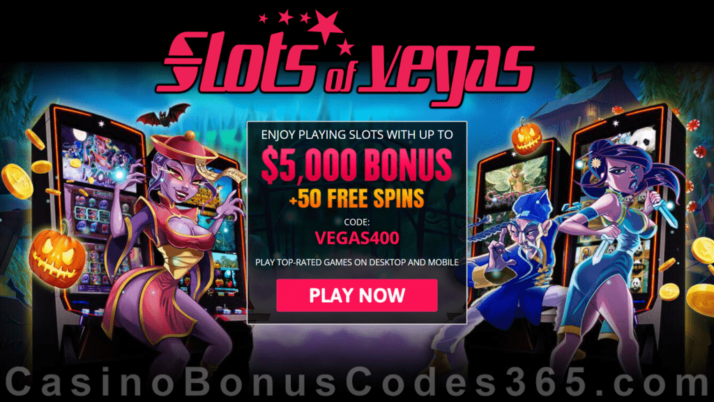 Slots of Vegas $5000 Bonus plus 50 FREE Spins RTG iZombie