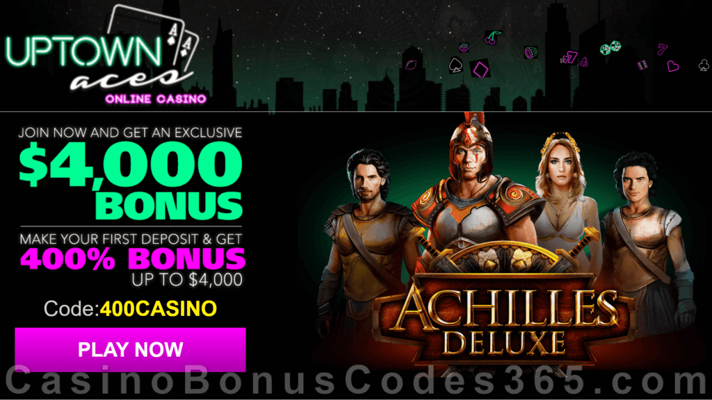 Uptown Aces Achilles Deluxe New Game 400% Welcome Bonus