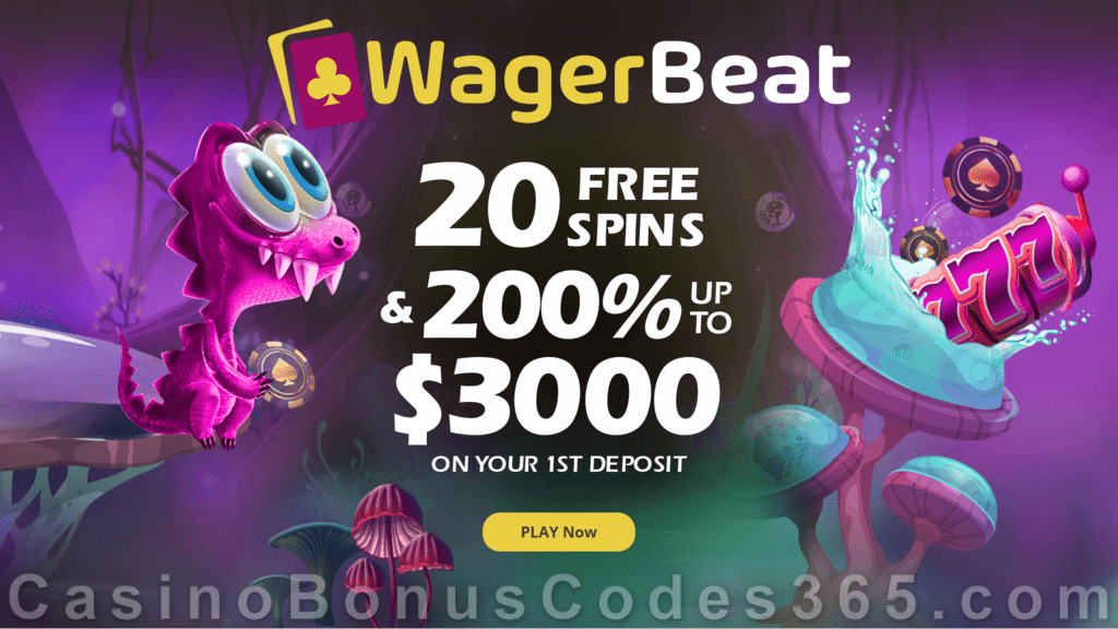 Wager Beat Casino 20 No Deposit FREE Spins plus 200% Match up to $3000 Bonus Welcome Package