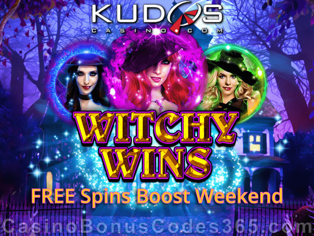 Kudos Casino RTG Witchy Wins FREE Spins Boost Weekend