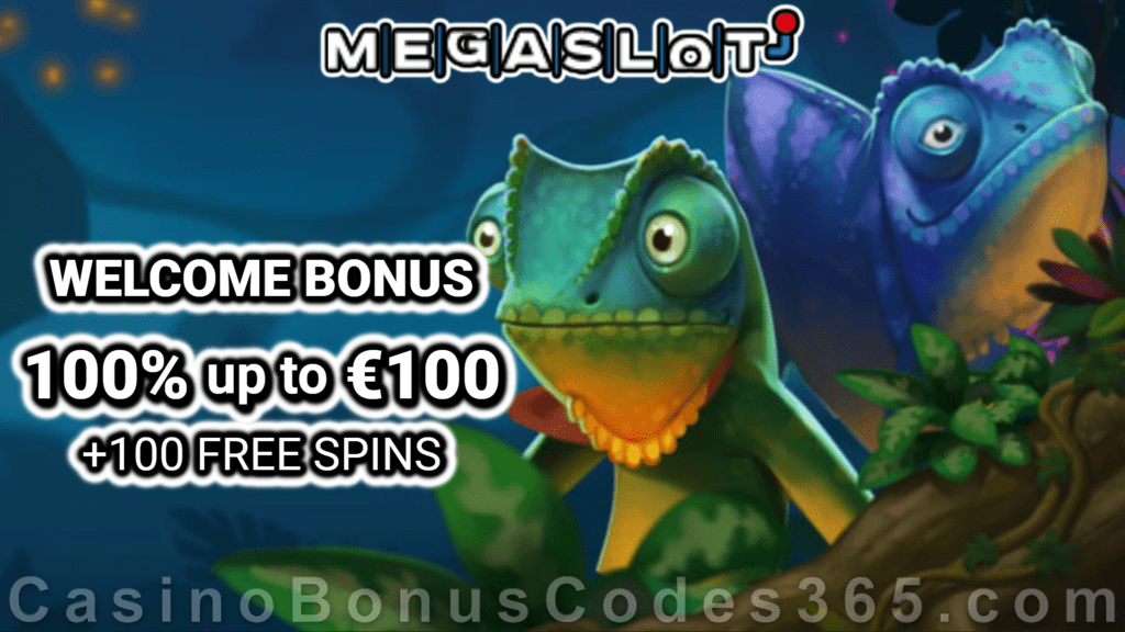 Megaslot 100% Match up to €100 Bonus plus 100 FREE Spins Welcome Pack