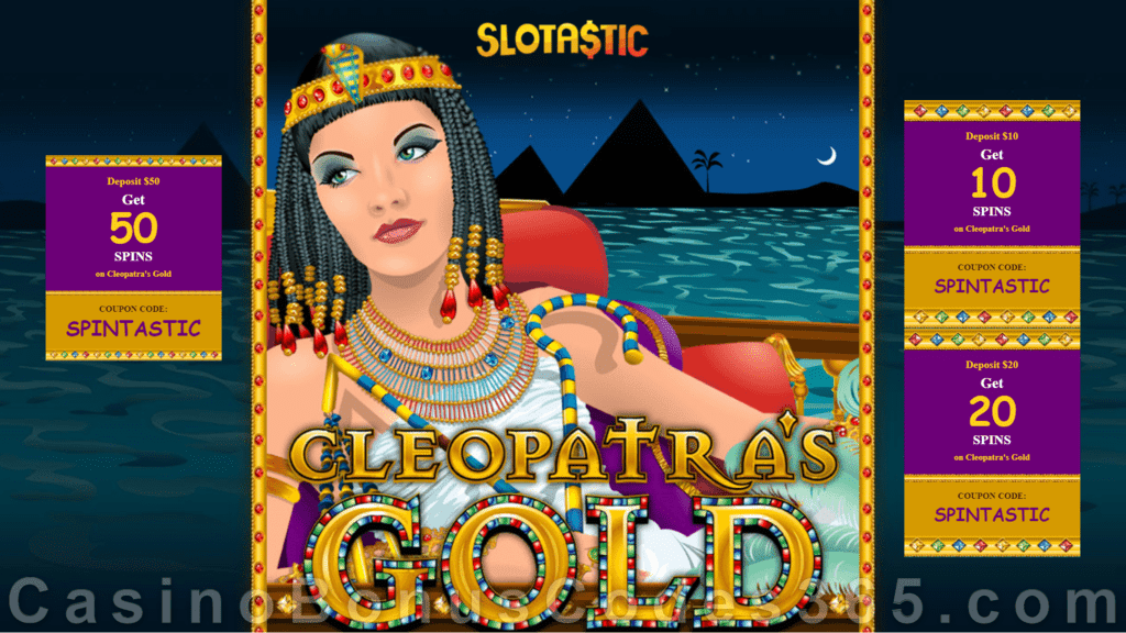 Slotastic Online Casino September Extra FREE RTG Cleopatra's Gold Spins Daily Deal