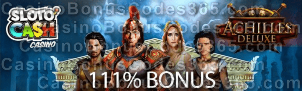 SlotoCash Casino RTG Achilles Deluxe The Trojan War Hero Returns Bonus Package