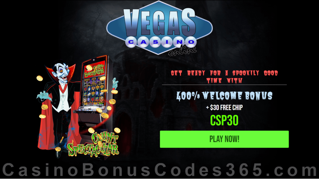 Vegas Casino Online $25 FREE Chip plus 400% Match Bonus Welcome Package RTG Count Spectacular