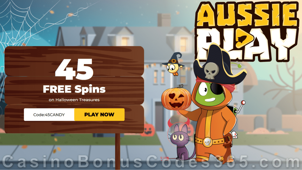 AussiePlay Casino 45 FREE Spins on RTG Halloween Treasures Special New Players No Deposit Deal