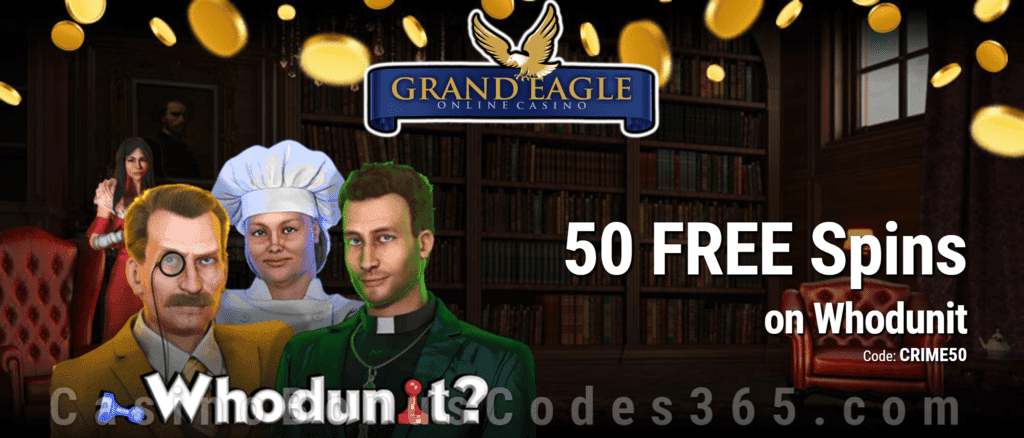 Grand Eagle Casino 50 FREE Spins on Saucify Whodunit Special No Deposit Deal