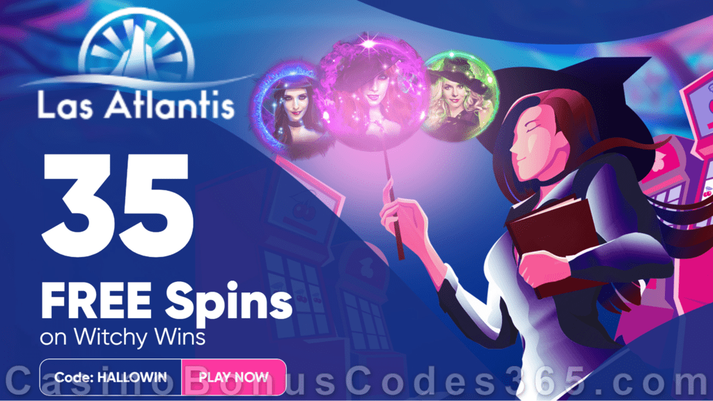 Las Atlantis Casino 35 FREE Spins on RTG Witchy Wins Special Halloween Promo