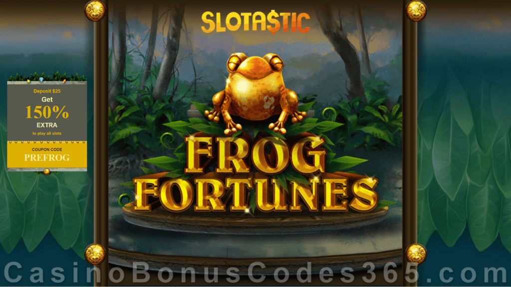 Slotastic Online Casino New RTG Game Frog Fortunes Pre Launch Bonus