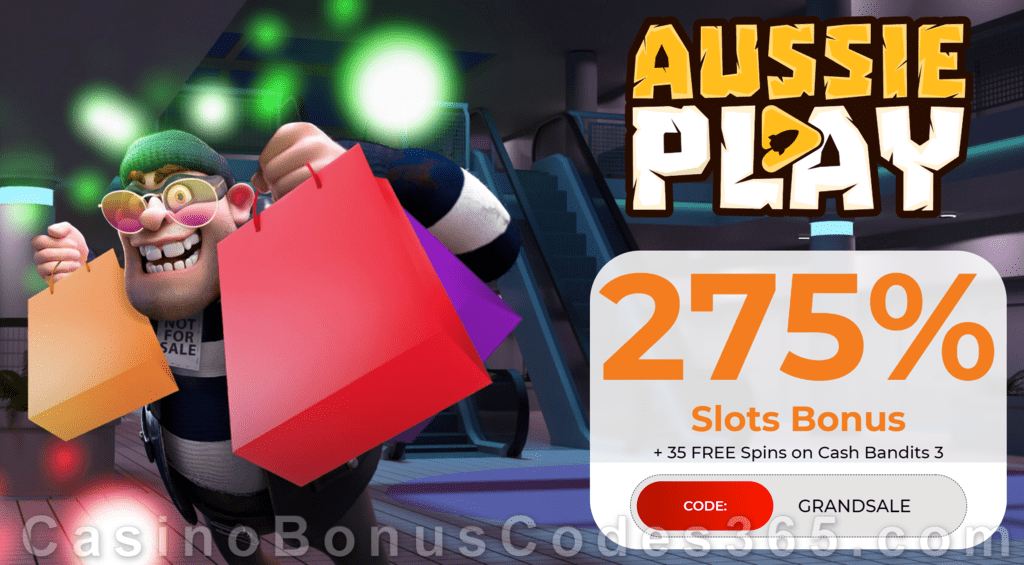 AussiePlay Casino 260% Match Pokies Bonus plus 40 FREE Spins on RTG Cash Bandits 3 Black Friday Special New Players Deal