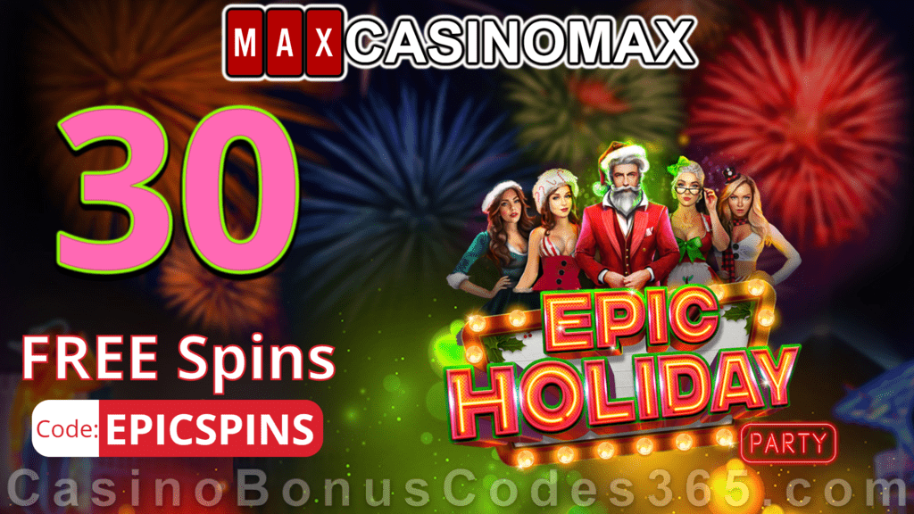 Casino Max New RTG Game 30 FREE Epic Holiday Party Spins Special No Deposit Welcome Offer