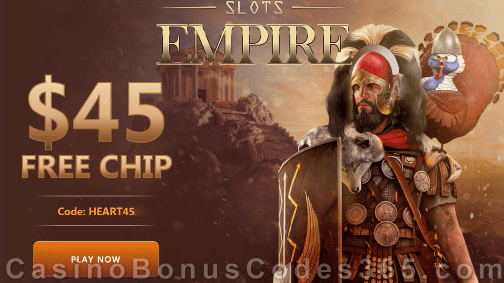 Slots Empire $45 FREE Chip Special Thanksgiving No Deposit New Players Offer