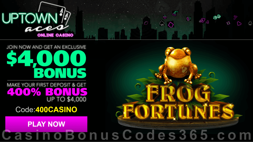 Uptown Aces Frog Fortunes New Game 400% Welcome Bonus