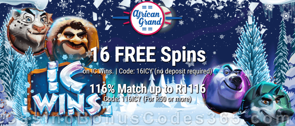 African Grand Online Casino 16 FREE IC Wins Spins and 150% Match Bonus plus 25 FREE Spins Special New RTG Game Welcome Deal