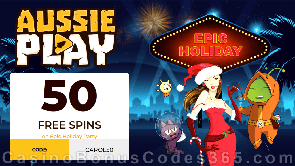 AussiePlay Casino 50 FREE Spins on RTG Epic Holiday Party Holiday Season Special Welcome Bonus