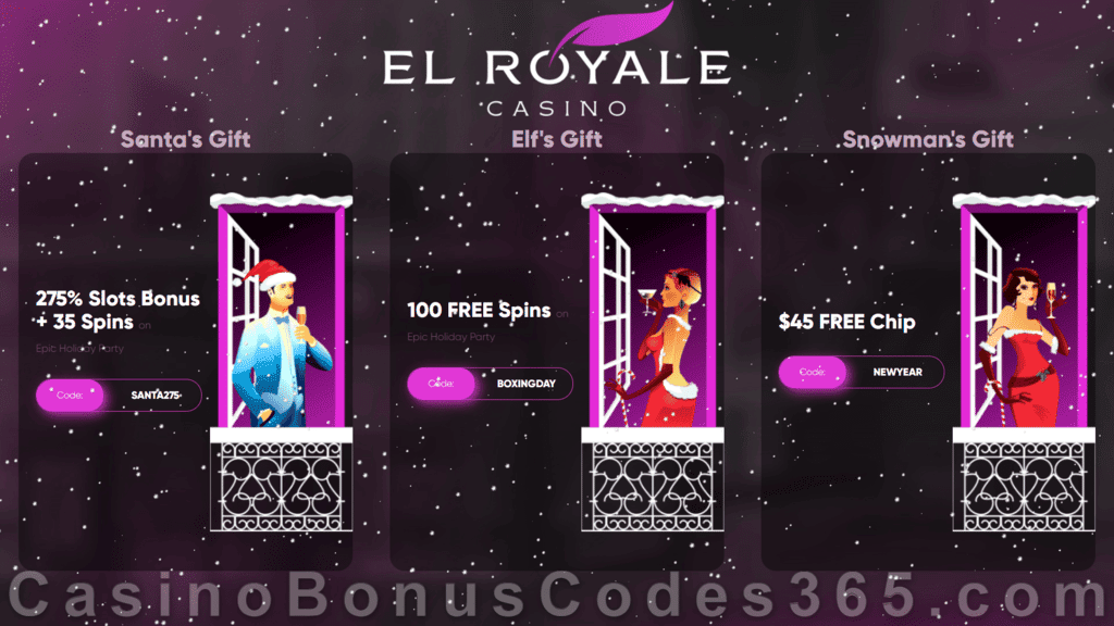 El Royale Casino Holiday Special Bonuses RTG Epic Holiday Party