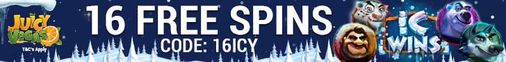 Juicy Vegas 16 FREE Spins on IC Wins plus 120% Match Bonus with 25 FREE Spins on top Special New RTG Game Welcome Offer