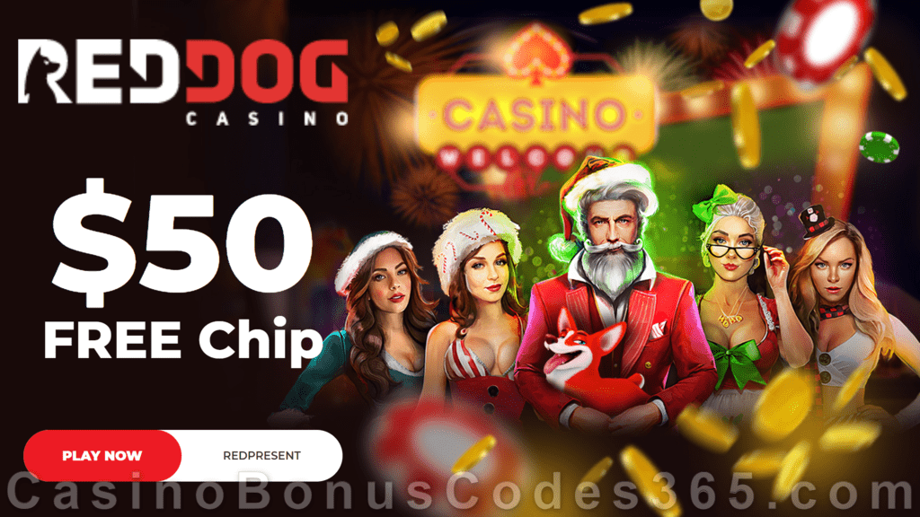 Red Dog Casino $50 FREE Chip Christmas 2020 No Deposit Super Offer RTG Epic Holiday Party