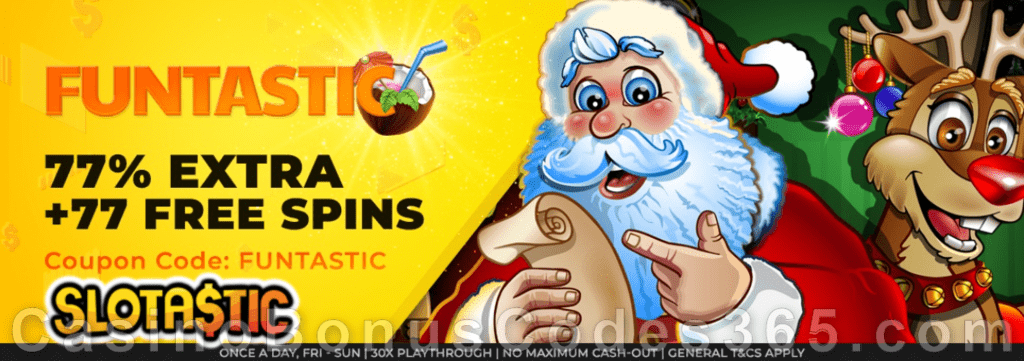 Slotastic Online Casino RTG Santastic December Fun Weekend Deal