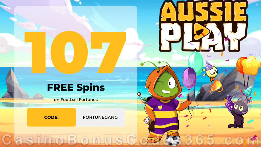 AussiePlay Casino 107 FREE Spins on RTG Football Fortunes Special Deposit Welcome Deal