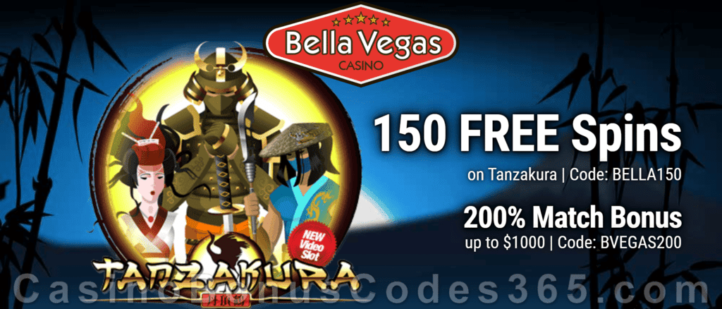 Bella Vegas Casino 150 FREE Saucify Tanzakura Spins plus 200% Match Bonus Exclusive Welcome Package