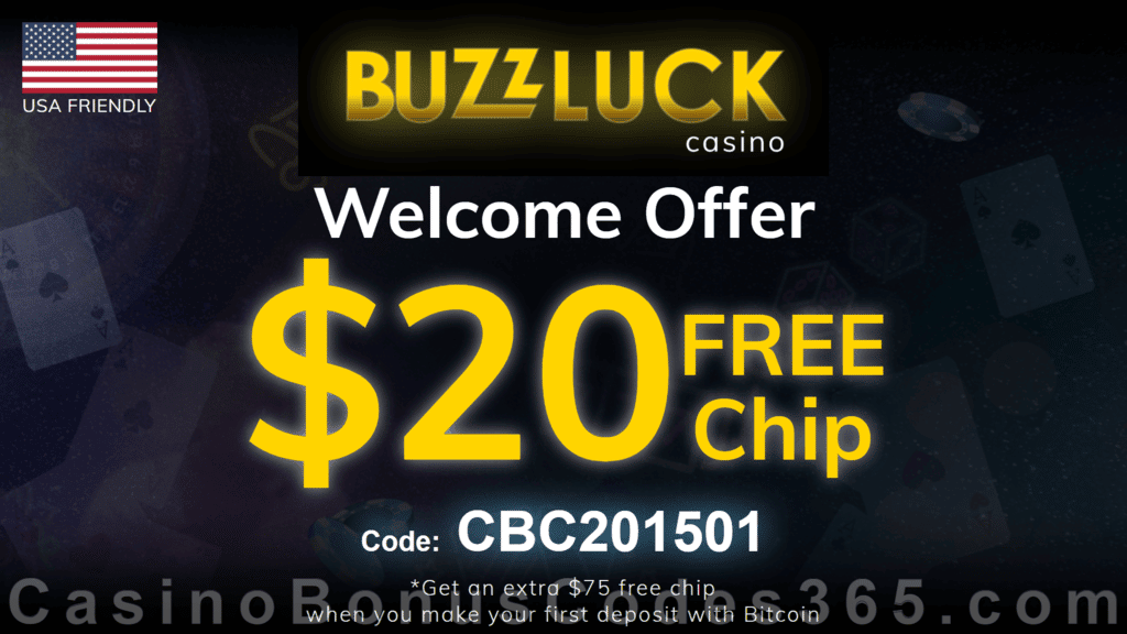 BuzzLuck Casino Exclusive $20 FREE Chip No Deposit Welcome Deal RTG