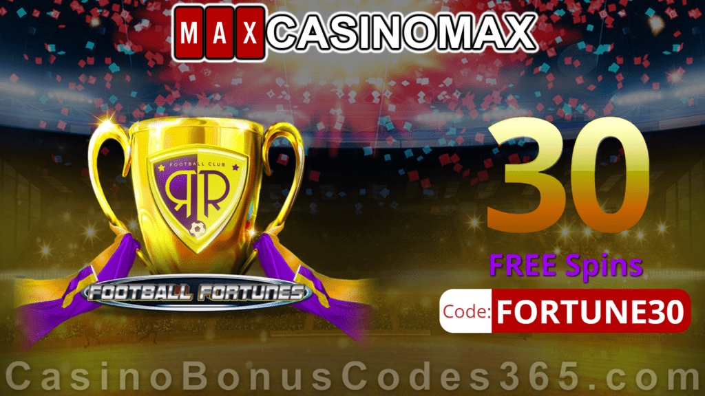 Casino Max New RTG Game 30 FREE Football Fortunes Spins Special No Deposit Welcome Offer