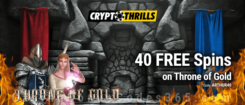 CryptoThrills Casino 40 FREE Spins on Saucify Throne of Gold Exclusive No Deposit Bonus