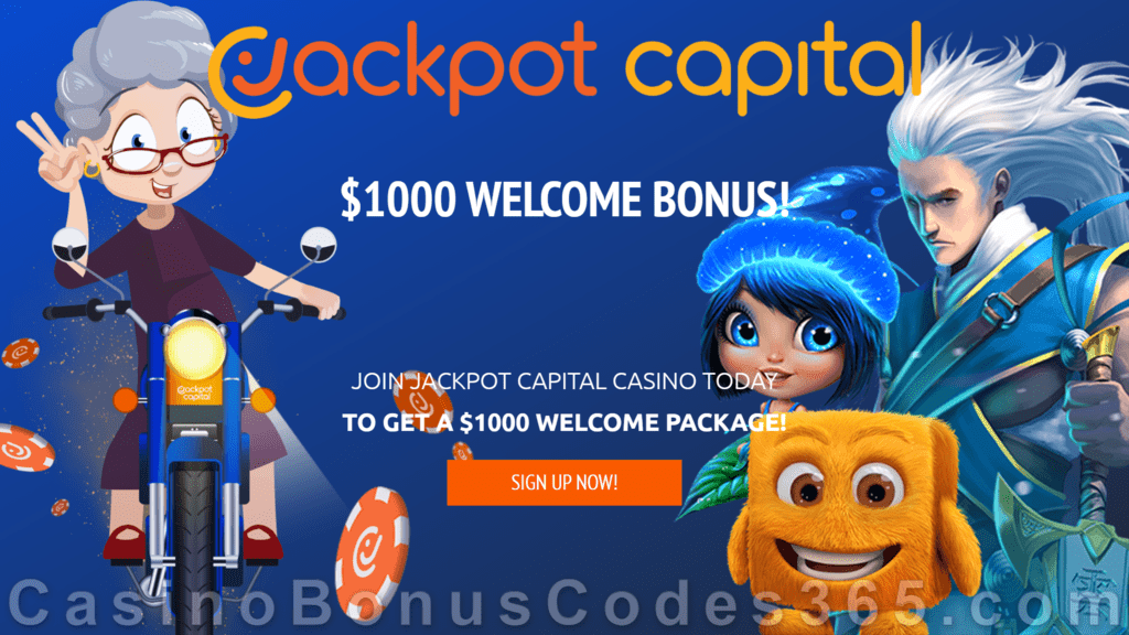 Jackpot Capital $1000 Bonus plus 100 FREE Spins Welcome Pack