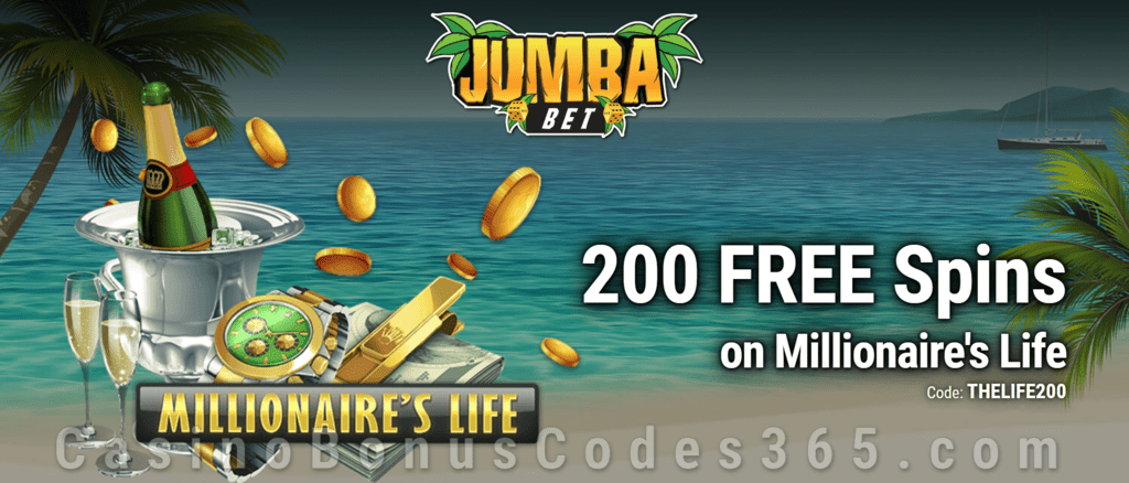 Jumba Bet Exclusive No Deposit 200  FREE Saucify Millionaire's Life Spins Offer