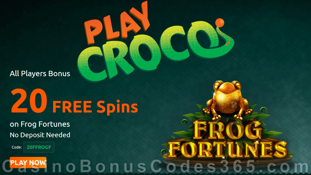 PlayCroco 20 FREE RTG Frog Fortunes Spins No Deposit All Players Special Deal