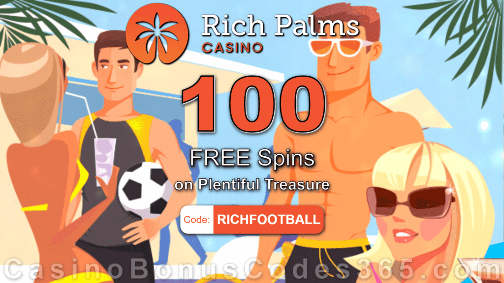 Rich Palms Casino 100 FREE Football Fortunes Spins New RTG Game Special Promotion