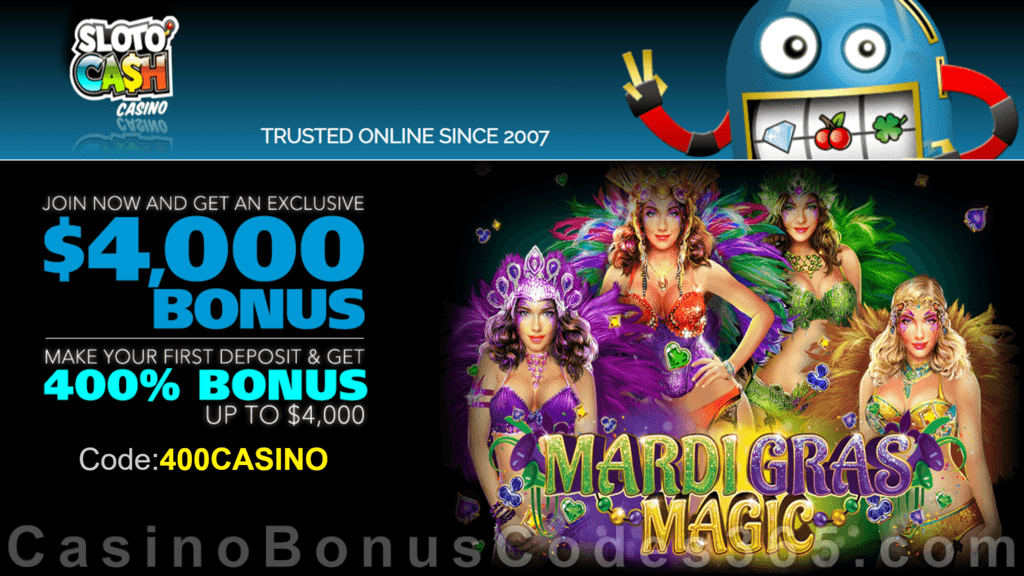 SlotoCash Casino RTG Mardi Gras Magic 400% Welcome Bonus