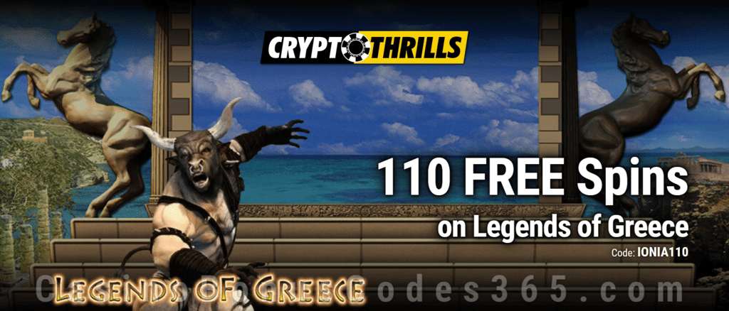 CryptoThrills Casino 110 FREE Saucify Legends of Greece Spins Exclusive Deposit Deal